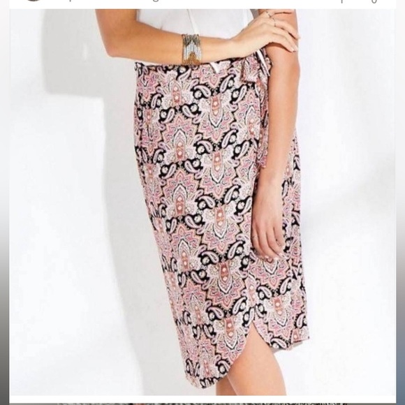 Maurices Dresses & Skirts - Pink Paisley Printed Wrap Skirt Maurices Feminine Business Casual Plus Size 24W
